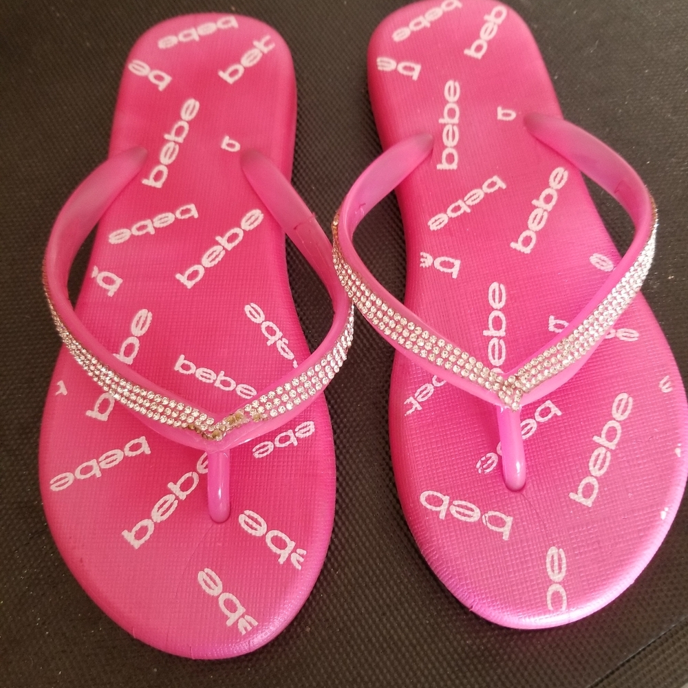 Girls Bebe Pink Flip Flops